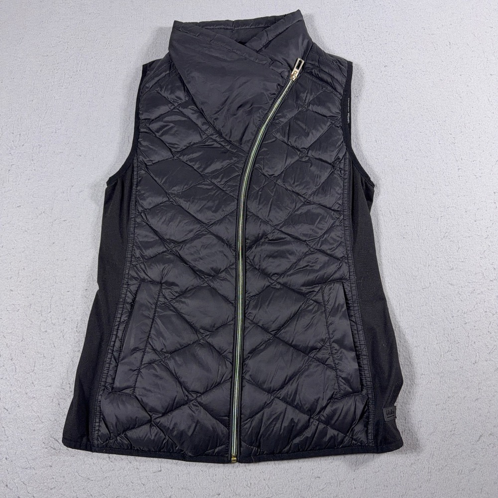 Calvin Klein Performance Black Quilted Down Vest Women Sz Small Asymmetrical Zip
